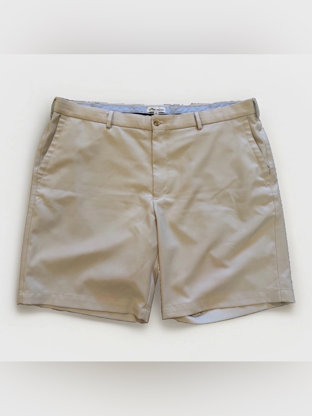 Peter Millar Salem Shorts Mens 40 Khaki Performance Golf Chino 9” Inseam EUC